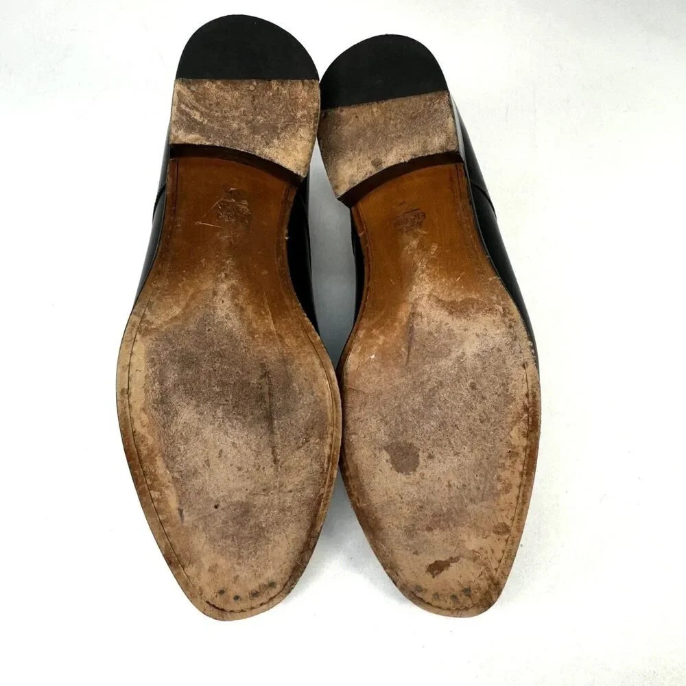 Jack Erwin Black Leather Oxfords Dress Shoes Made in Spain Men's 10.5D US